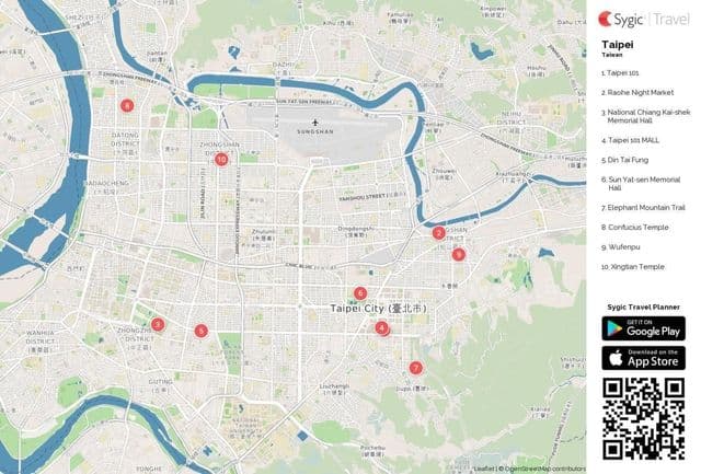 Mapa de lugares de interés de Taipei