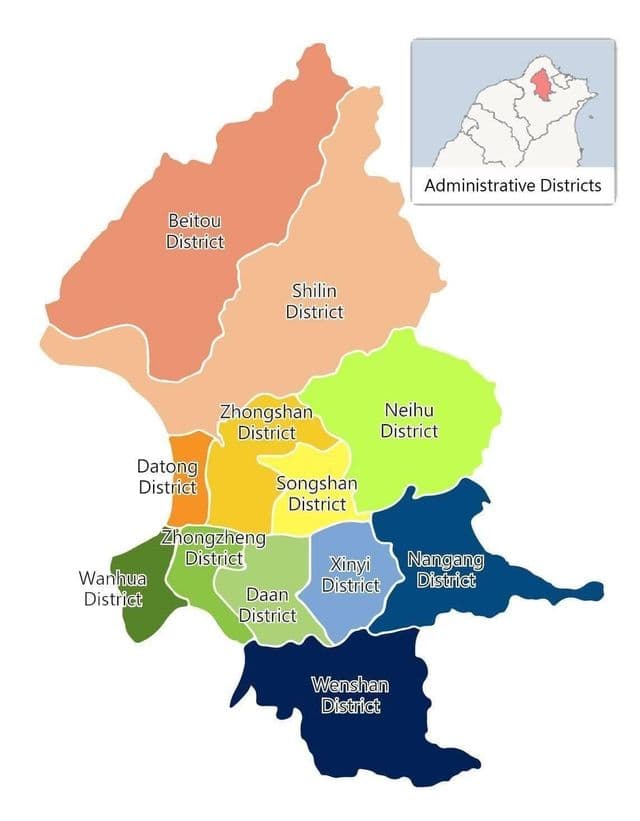 Mapa del distrito de Taipei