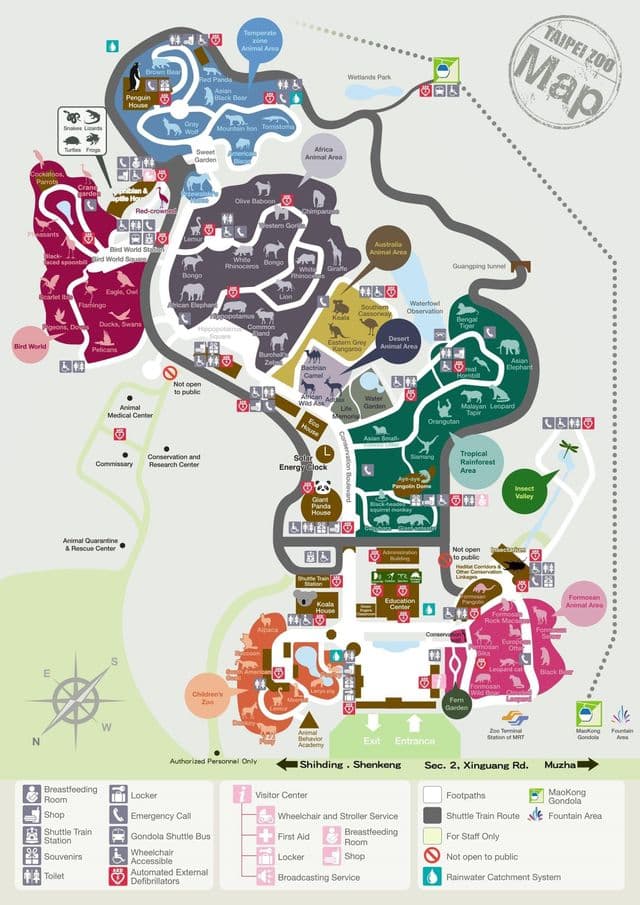 Mapa del parque zoológico de Taipei