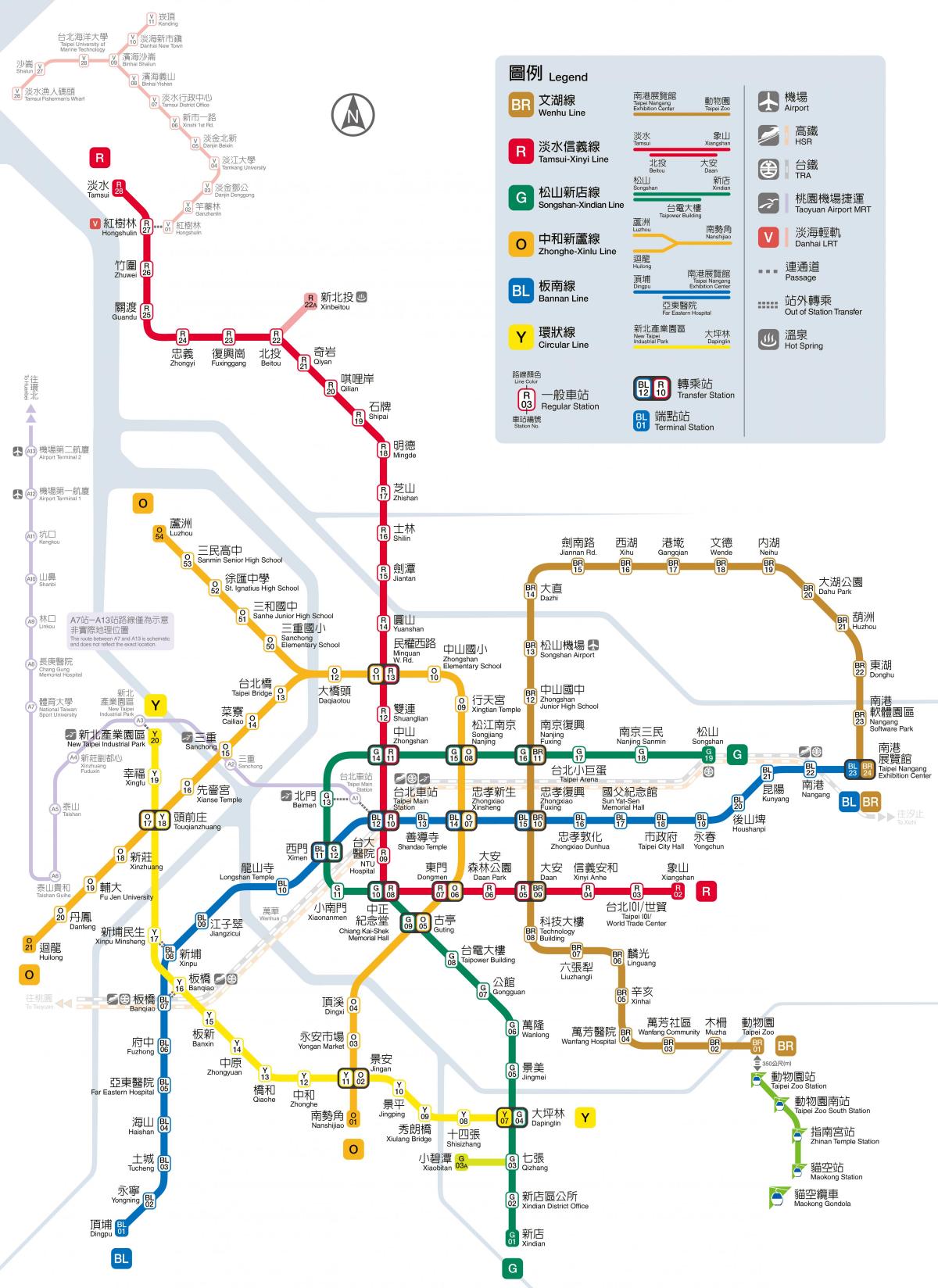 Mapa de las estaciones de metro de Taipei